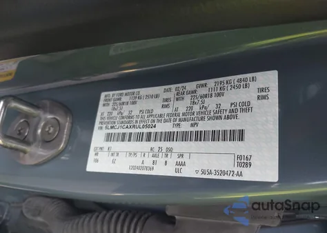 2024 Lincoln Corsair Premiere z USA, uszkodzony, nr VIN 5LMCJ1CAXRUL05024